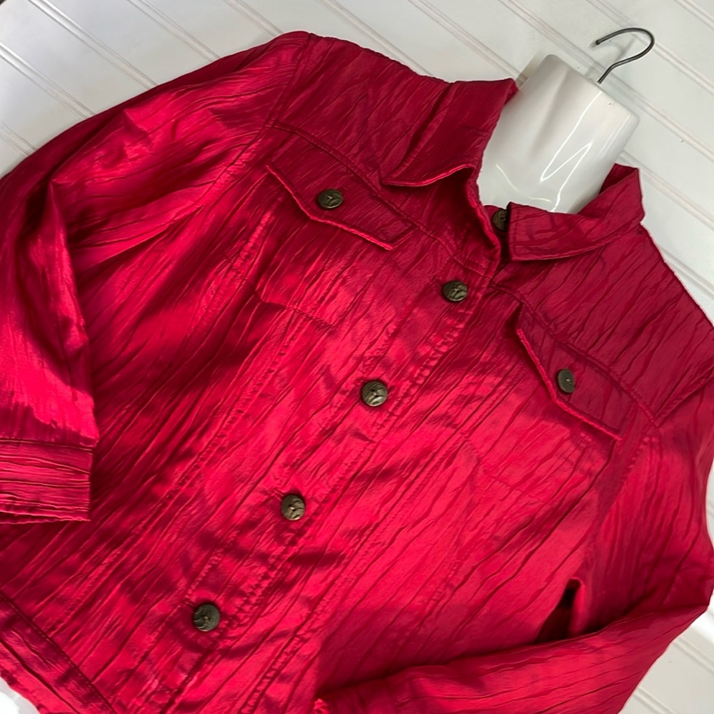 Ruby Rd. Red Crinkled Jacket. - Picture 6 of 9